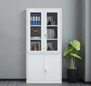 2-door Half Glass Metallic Filling Office Cabinet