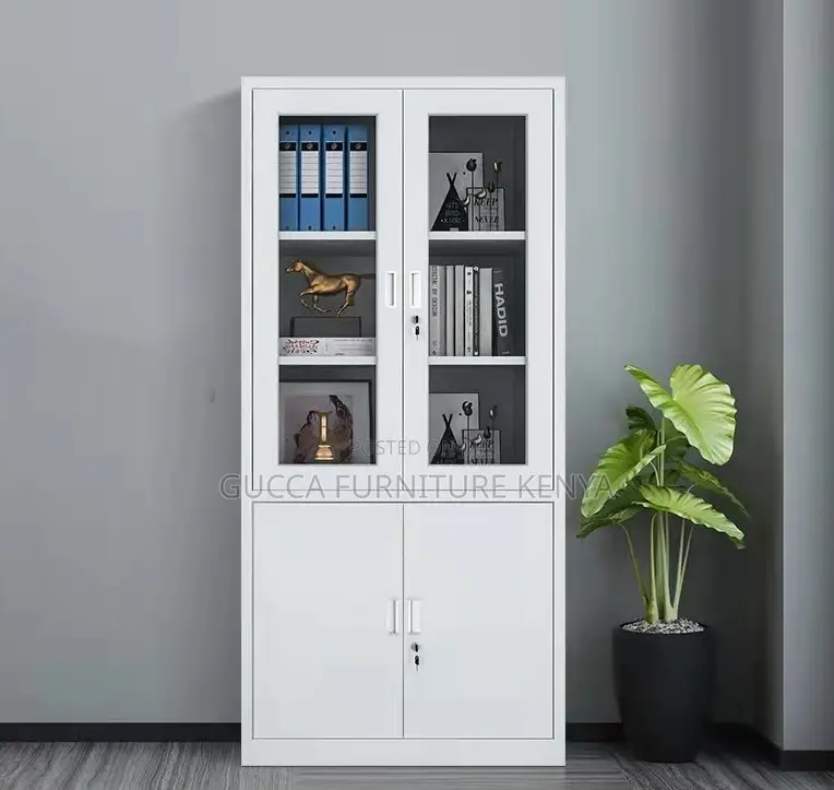 2-door Half Glass Metallic Filling Office Cabinet