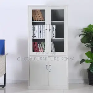 2-door Half Glass Metallic Filling Office Cabinet