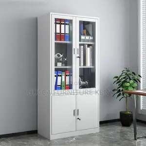 2-door Half Glass Metallic Filling Office Cabinet