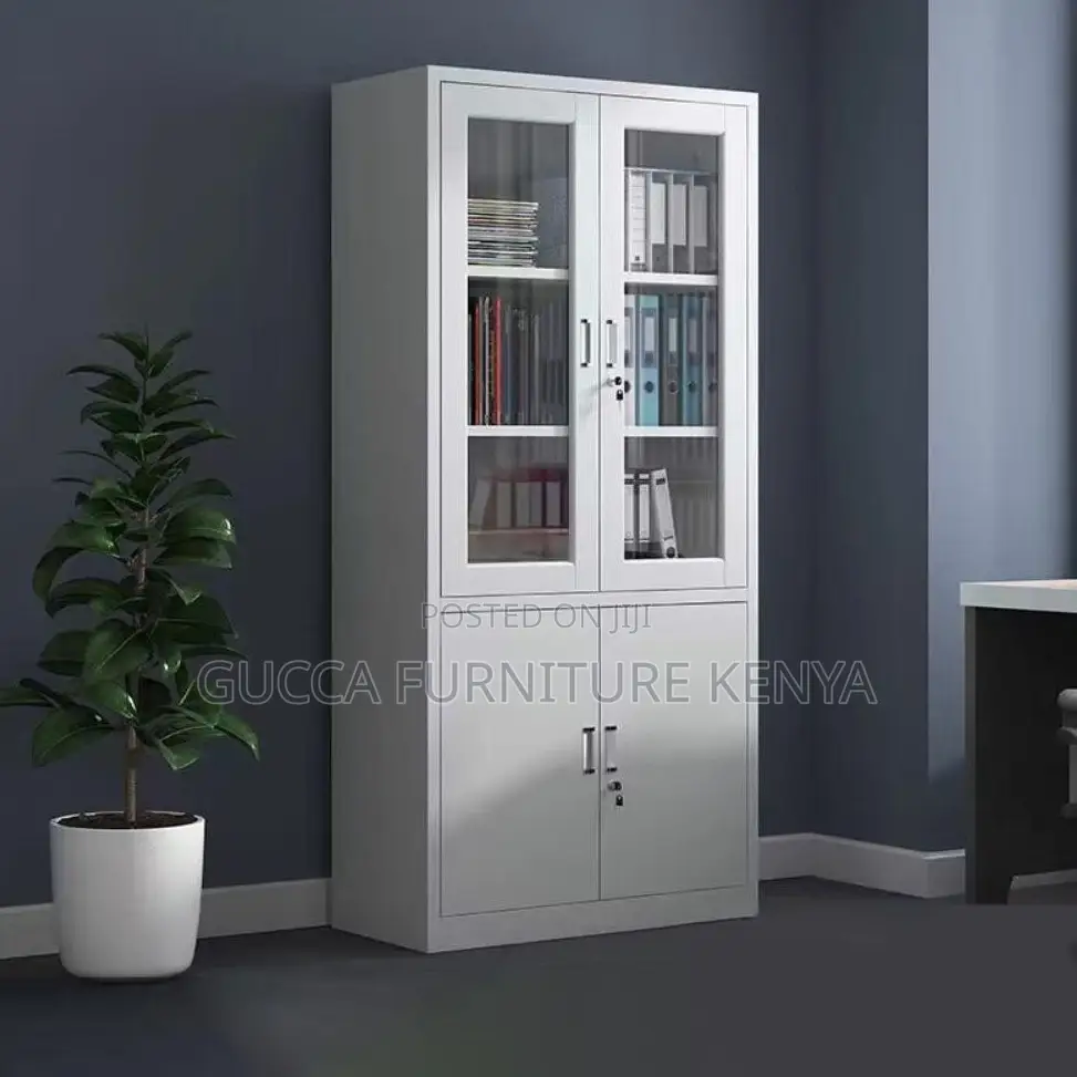 2-door Half Glass Metallic Filling Office Cabinet