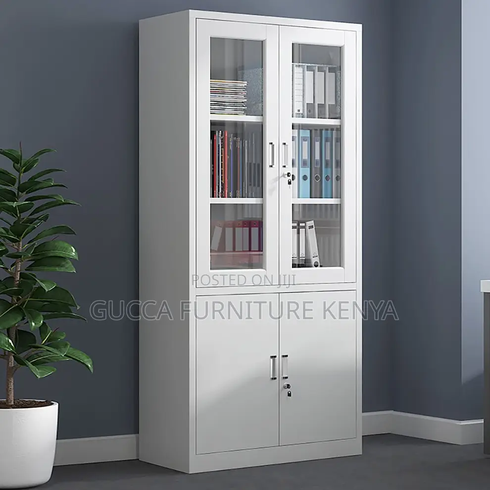 2-door Half Glass Metallic Filling Office Cabinet
