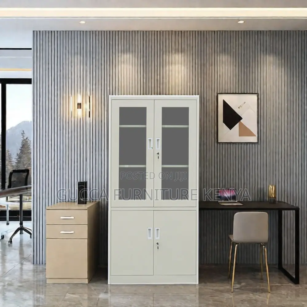 2-door Half Glass Metallic Filling Office Cabinet