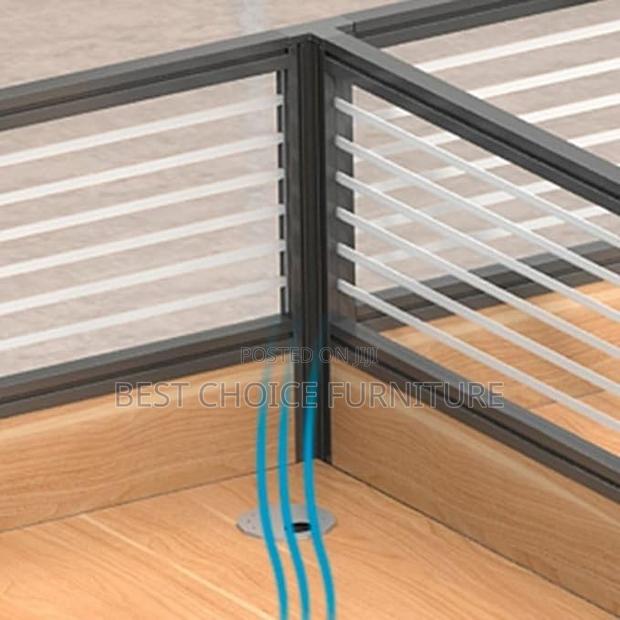 Office Workstations; Modern Brown 4-User Curved Office Workstation - thumbnail 6