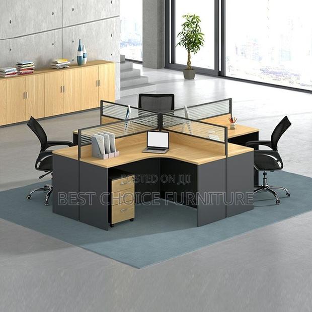Office Workstations; Modern Brown 4-User Curved Office Workstation - thumbnail 10
