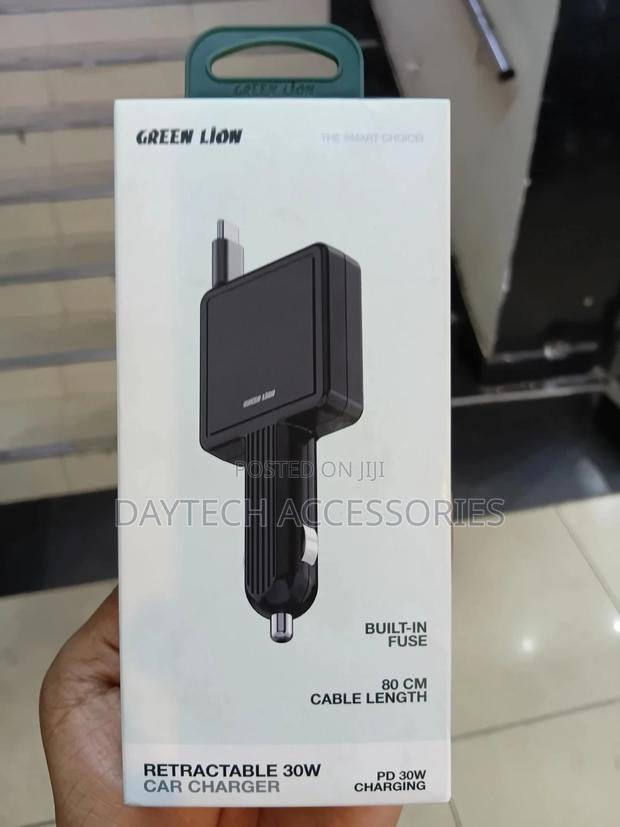 Green Lion Pd 30w Car Charger Retractable Telescopic Type-C Cable. - thumbnail 2
