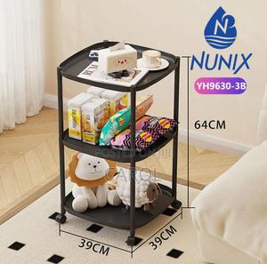 3-Tier Plastic Mobile Side Table With Wheels - main view
