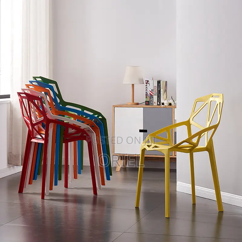 Dining Chair : Modern Stackable Plastic Unique Back Dining Chair