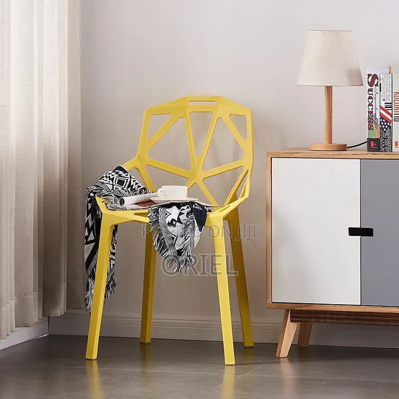Dining Chair : Modern Stackable Plastic Unique Back Dining Chair