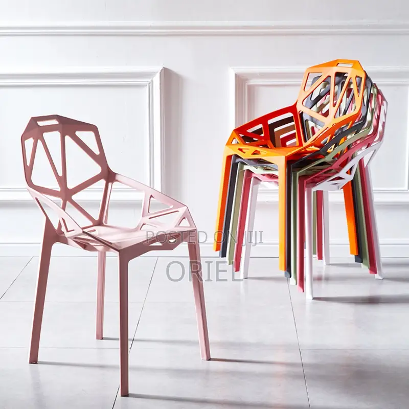 Dining Chair : Modern Stackable Plastic Unique Back Dining Chair