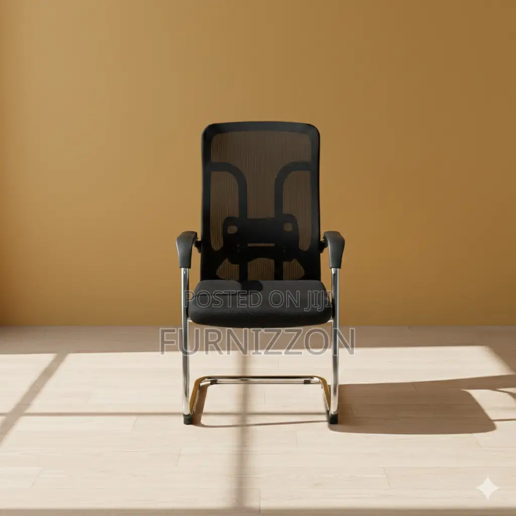 : Black Mesh Ergonomic Sled Base Conference Chair