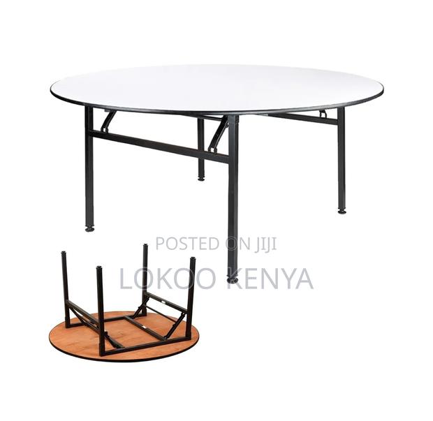 Dining Table; 1.5 M Round Foldable Banquet-Dining Table - thumbnail 8