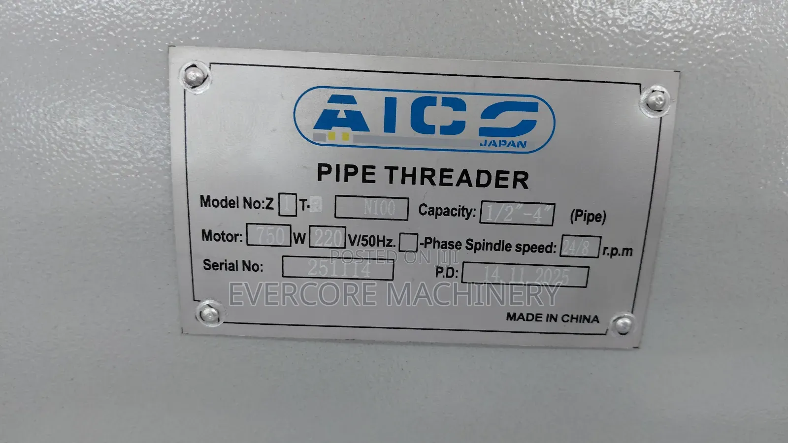 Heavy Duty 1⁄2inch to 4inch Pipe Threader Machine Electric Powered.