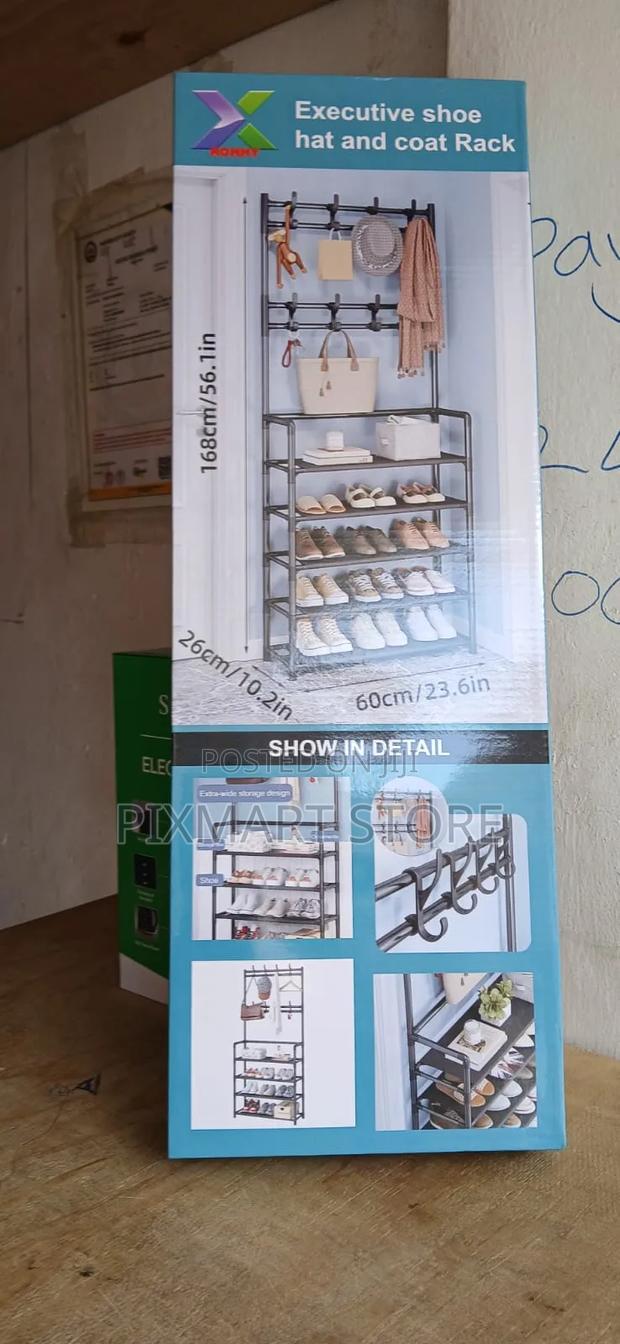 5-Tier Metal Shoe Rack/Hangers With 8 Hooks – 168cm. - main view