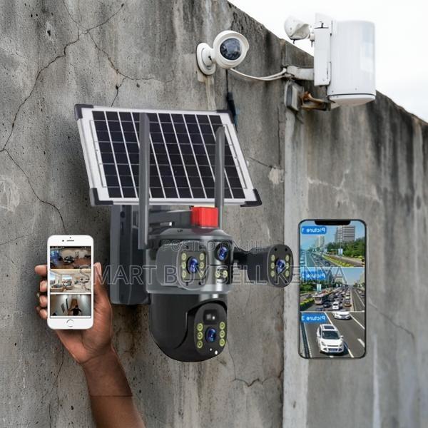 Rotating 4g PTZ Rotating Multiple Lens Loud Siren Alarm Solar Camera