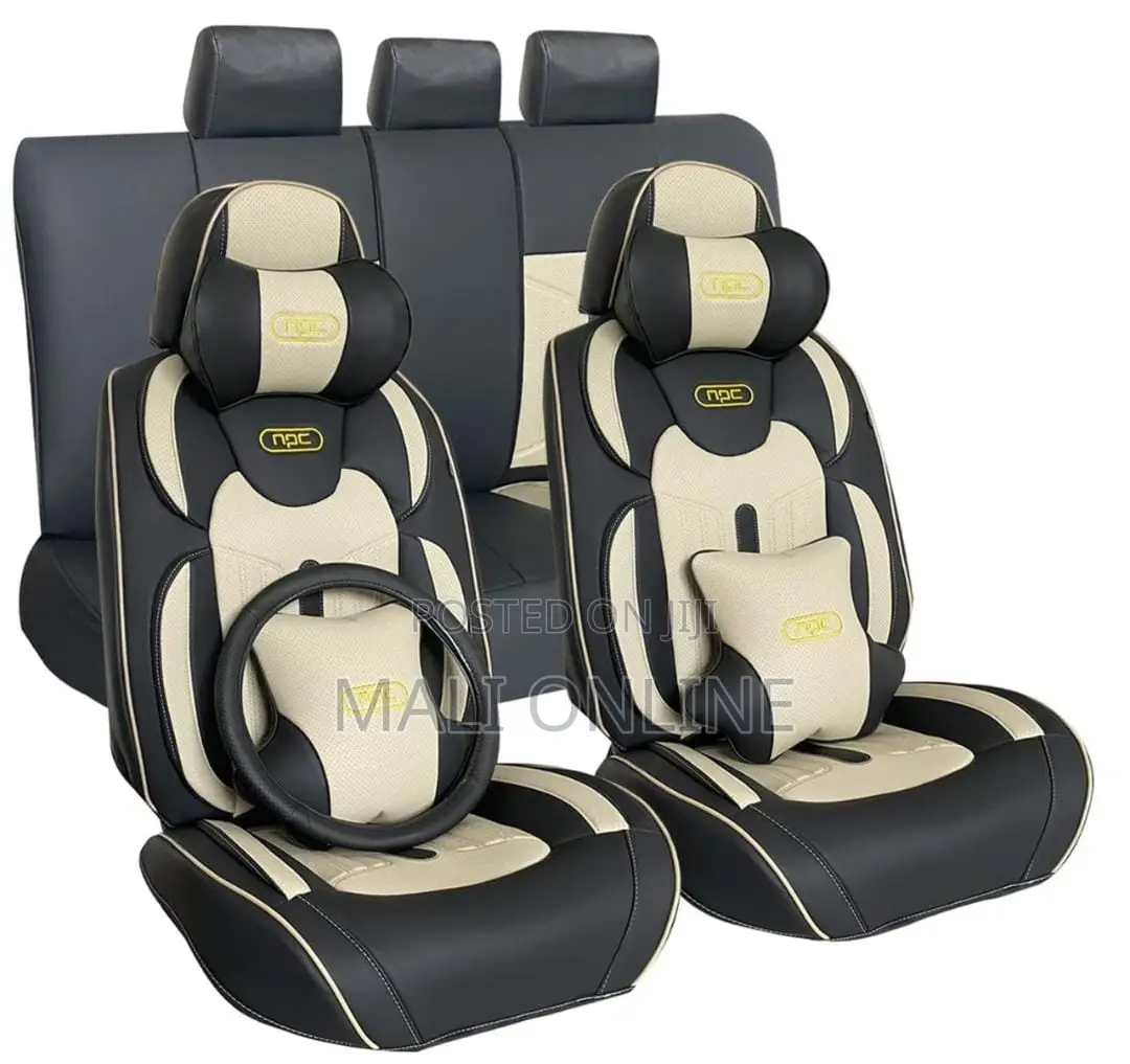 Luxury 5d Leather Car Seat Cover Set With Steering Cover Rest Lumbar