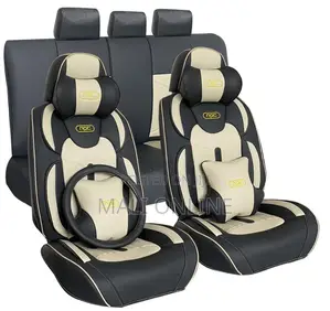 Luxury 5d Leather Car Seat Cover Set With Steering Cover Rest Lumbar