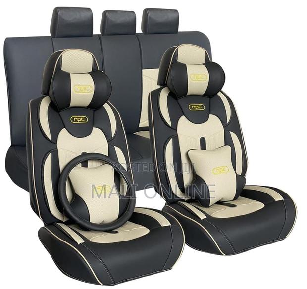 Luxury 5d Leather Car Seat Cover Set With Steering Cover Rest Lumbar