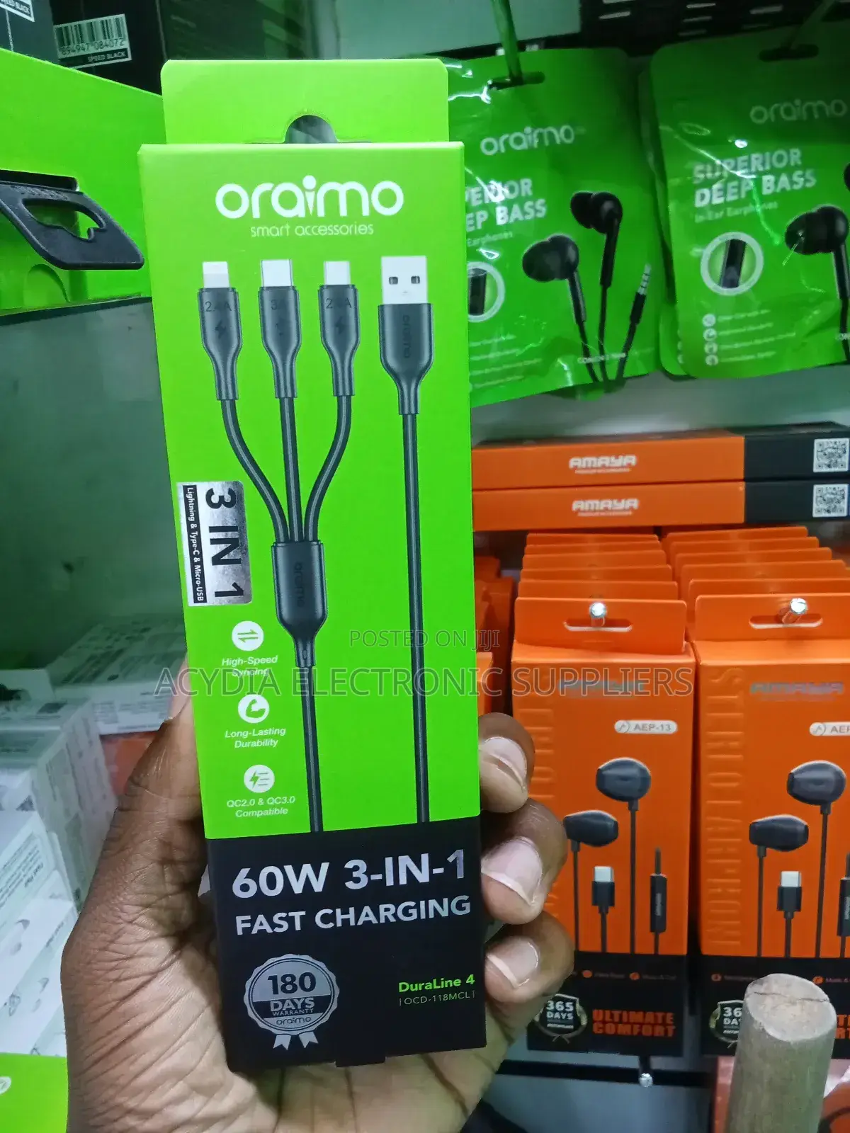 Oraimo Duraline 3-in-1 60w Fast Charging Cable