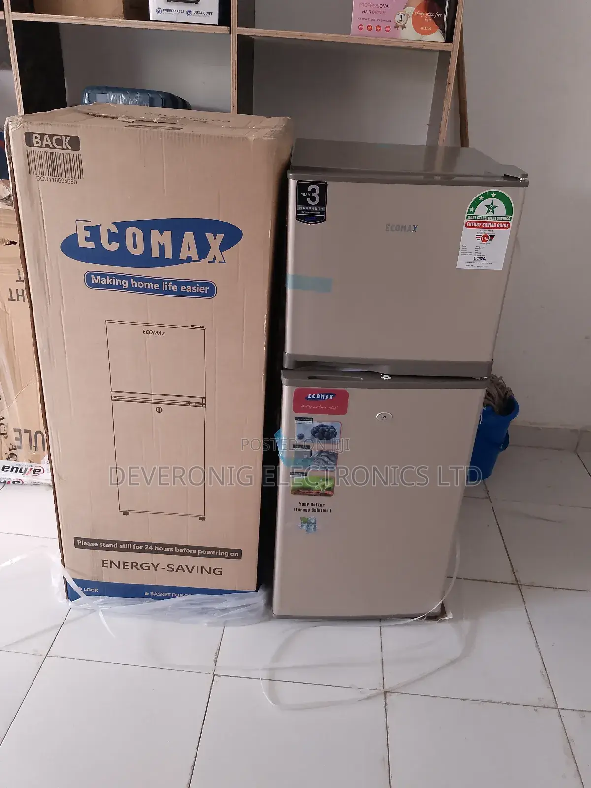 Ecomax 118 Liters Double Door With Free Fridge Guard