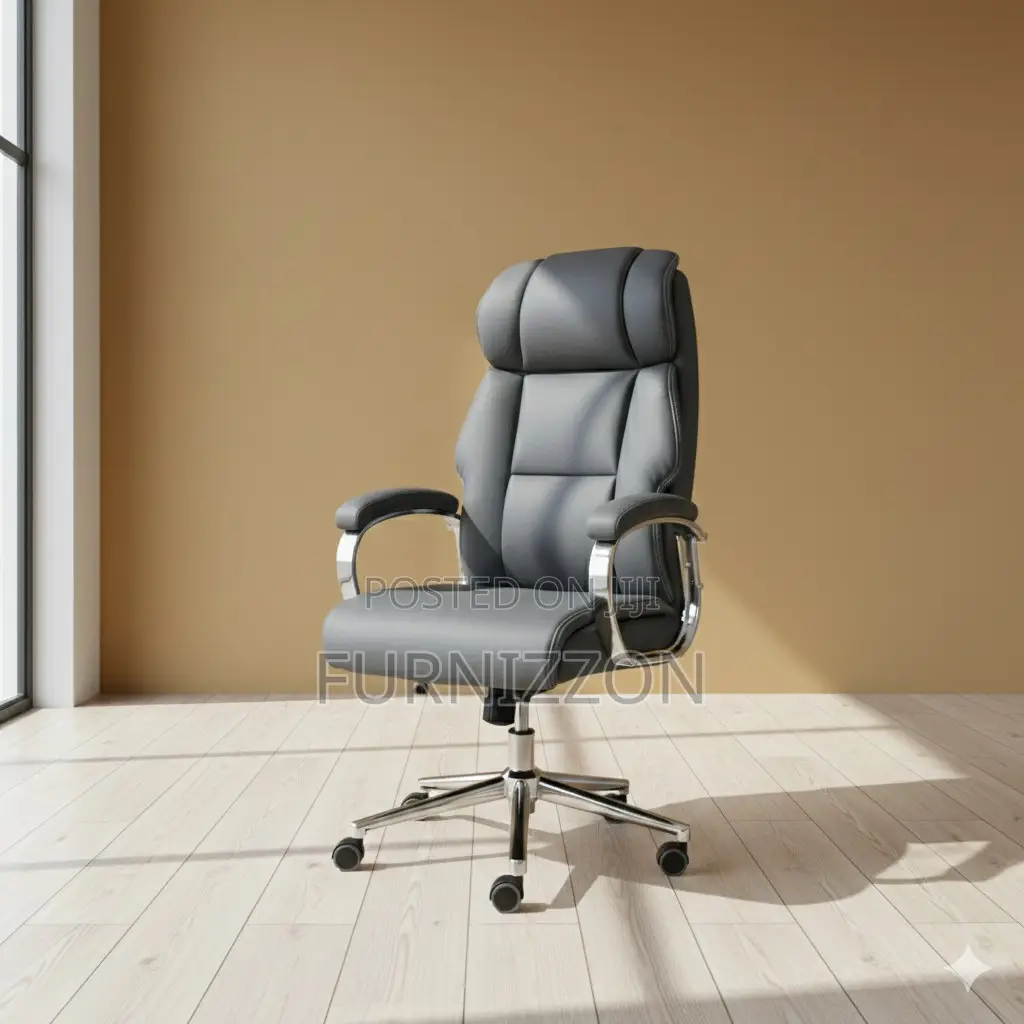 Modern Gray High Back PVC Office Seat
