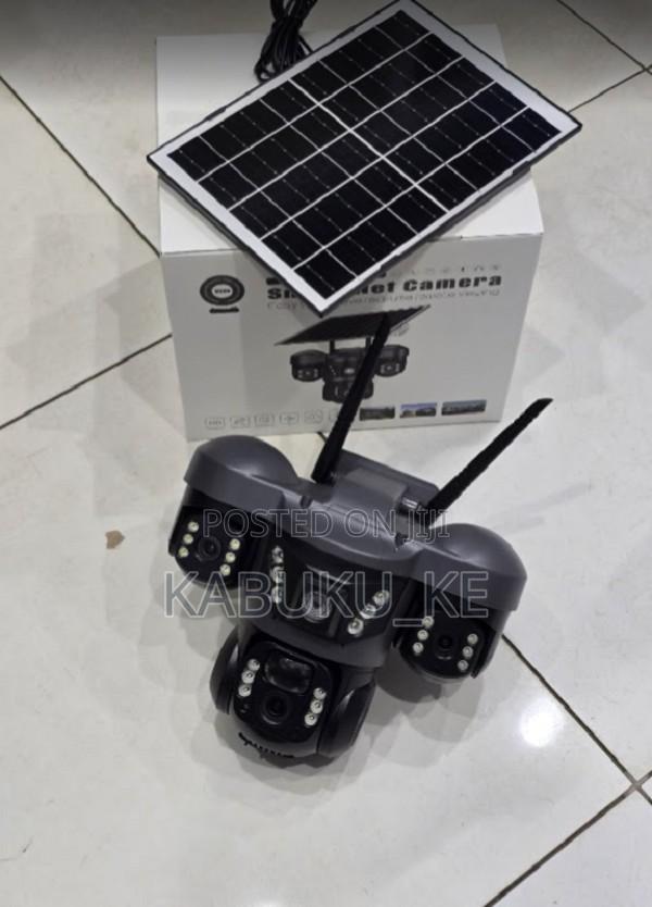 Triple Lens Wifi Solar Powered Outdooor Cctv Ptz Camera
