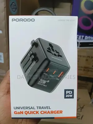 The Porodo Universal Travel Gan Quick Charger Adapter.