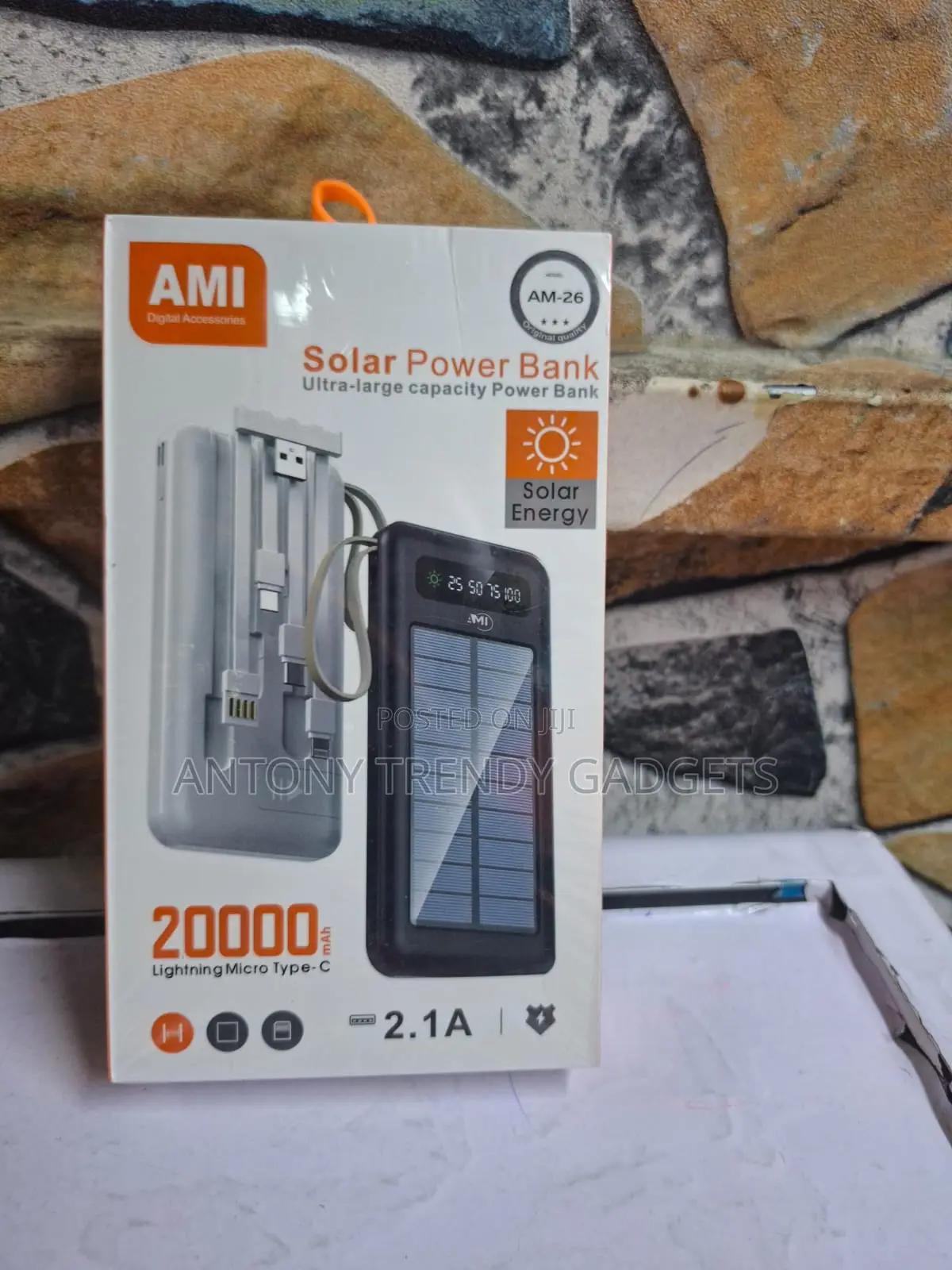 Ami Am-26 High Capacity Solar Power Bank Emergency Backup