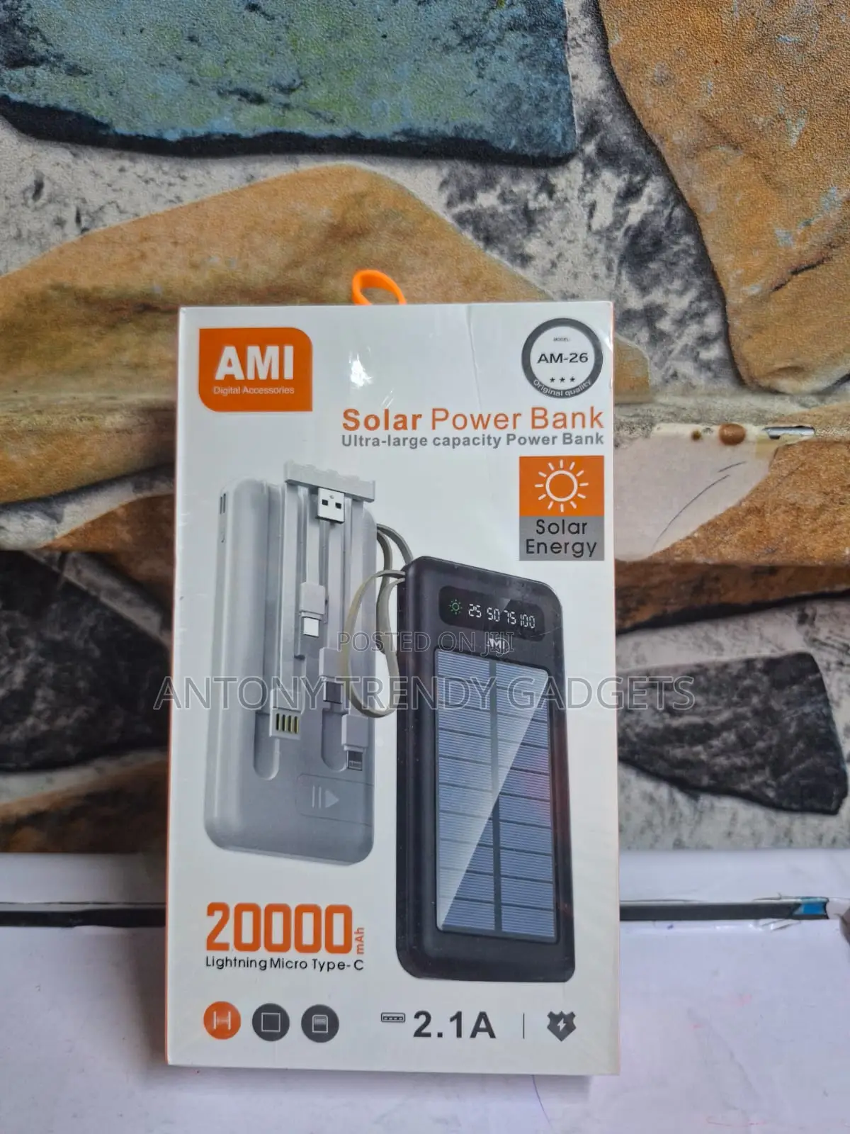 Ami Am-26 High Capacity Solar Power Bank Emergency Backup