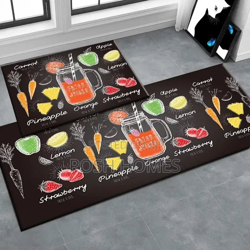 Black 2 Piece Kitchen Mats