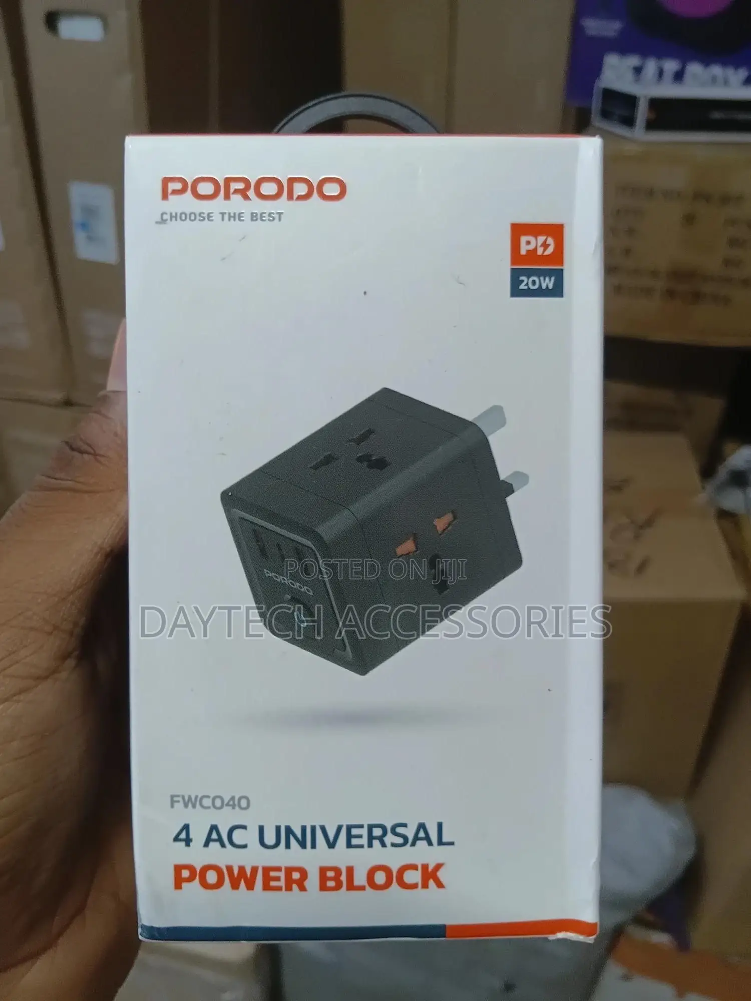Porodo 4 Ac Universal Power Block Pd 20w Fast Charging, 4 Ac Outlets.