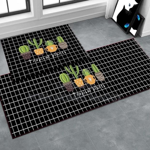 Black Print Quality Kitchen Mats - main view