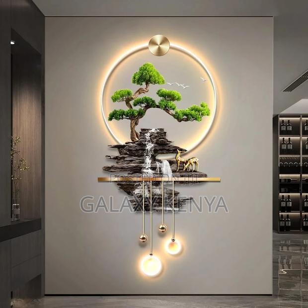 3d Modern Luxury Led Pine Acrylic Landscape Wall Art