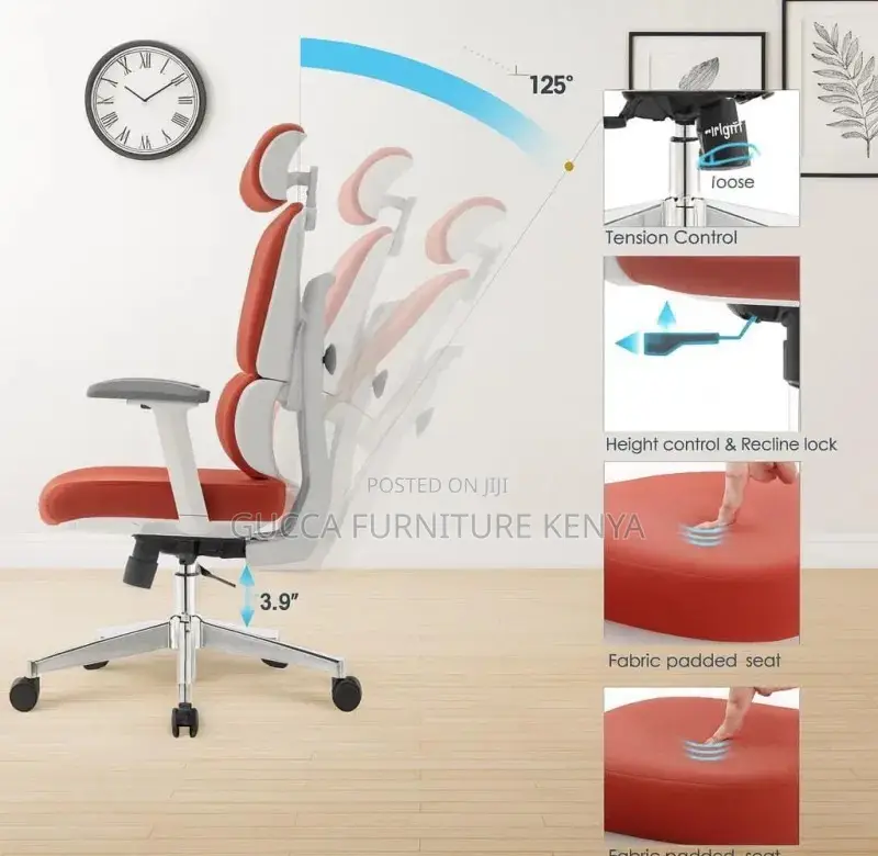 Orange Orthopedic High-back Office Chair