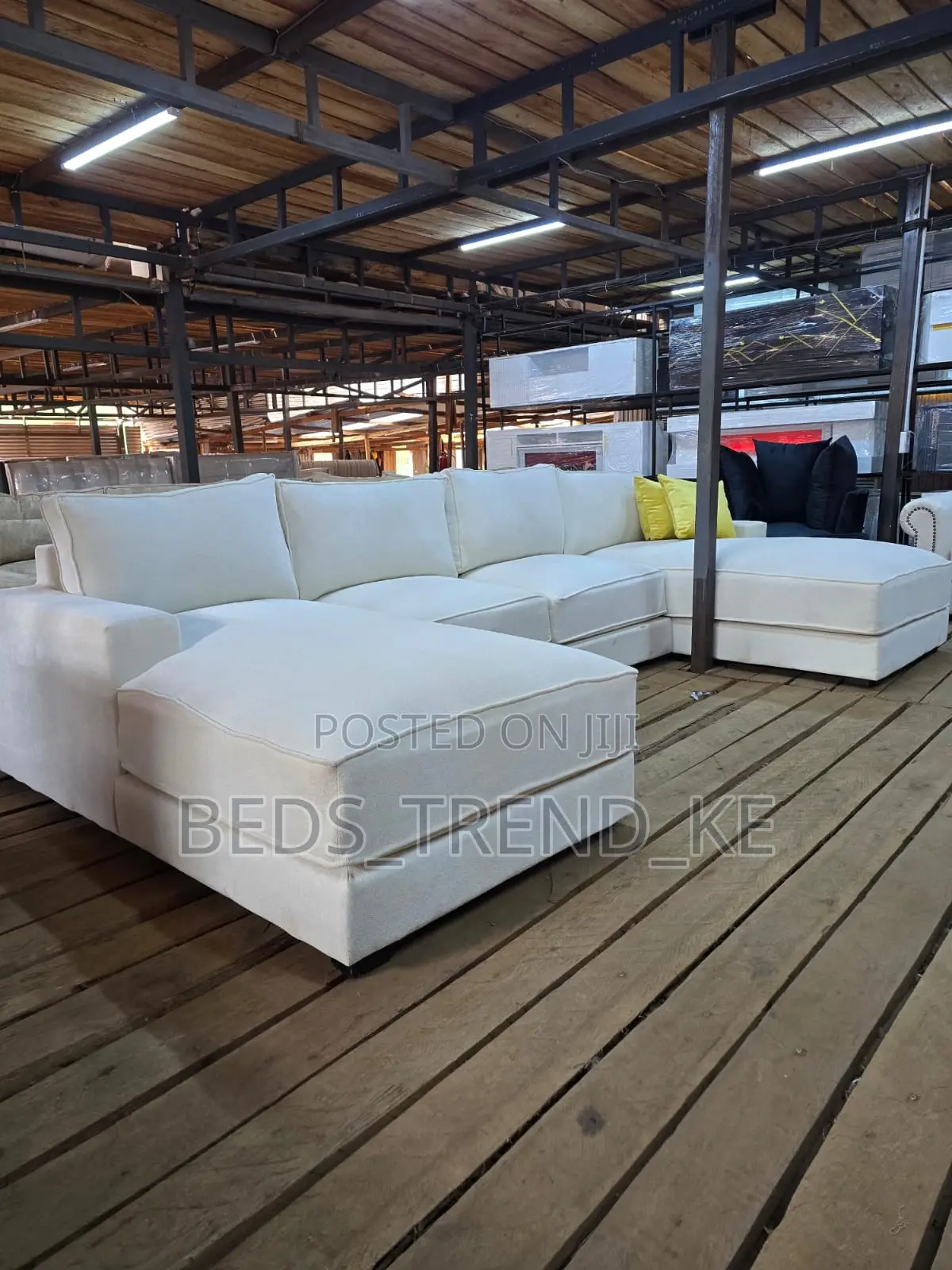 White Creamy 9 Seater U Sofa