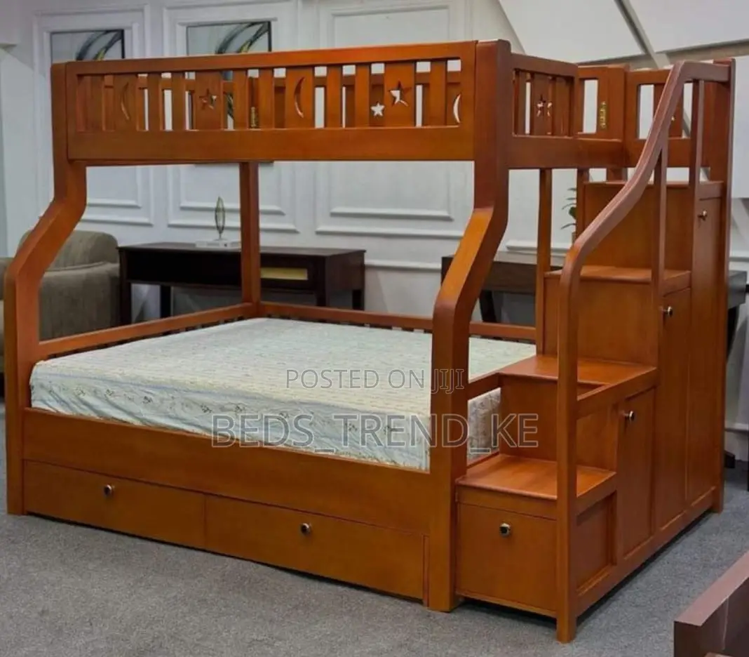 Modern Crafted Wooden Double Decker Bed