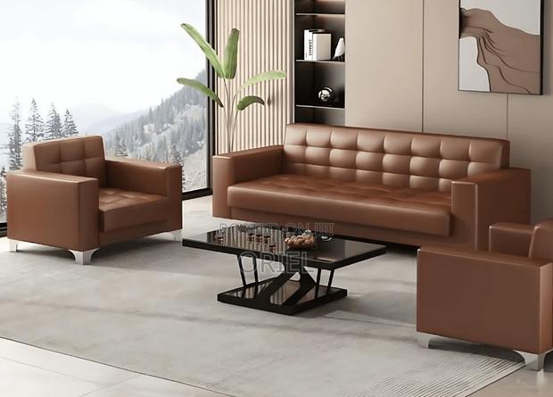 Office Sofa; Stylish Brown Executive Office Couch - thumbnail 4