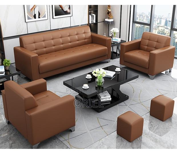 Office Sofa; Stylish Brown Executive Office Couch - thumbnail 5