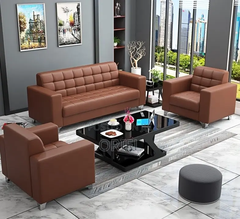 Office Sofa; Stylish Brown Executive Office Couch