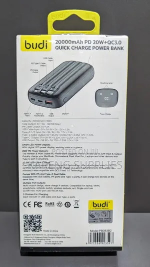 Budi 22.5w Pd 20w+Qc3.0 Power Bank