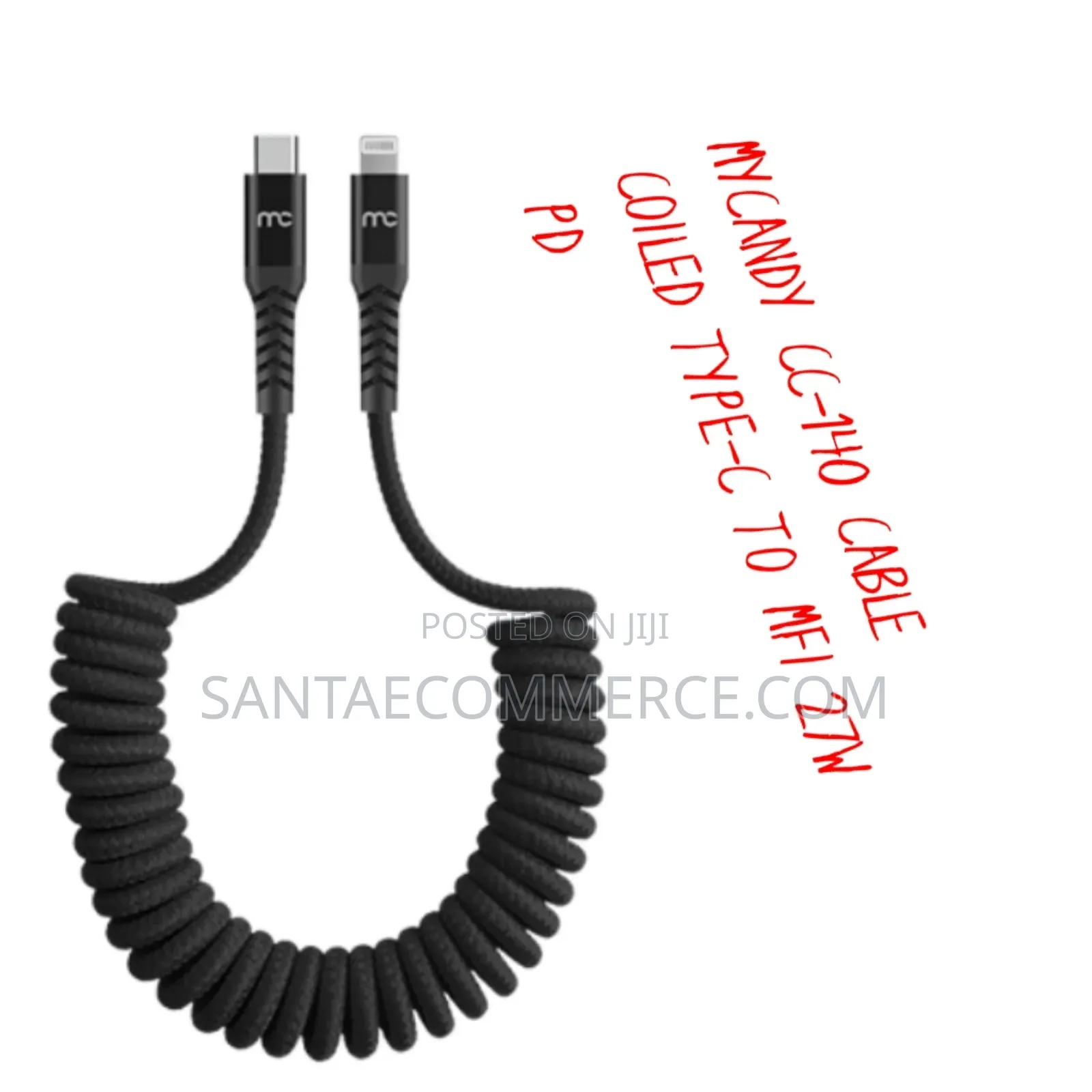 Mycandy Cc-140 Cable Coiled Type-C to Mfi 27w Pd