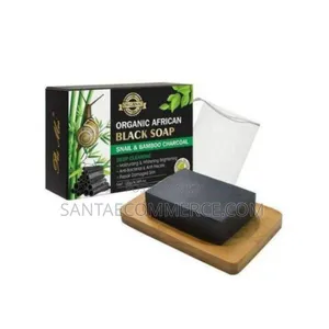 Organic African Black Soap With Snail and Bamboo Charcoal