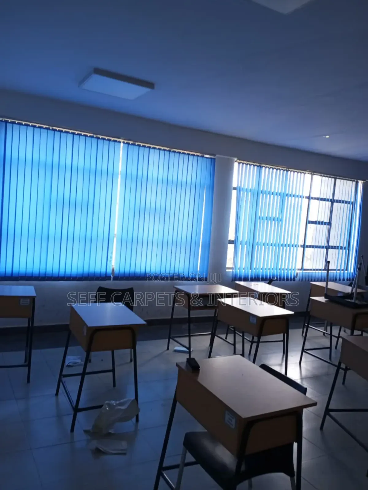 Blue Vertical Blinds for Classrooms and Lecture Halls Windows