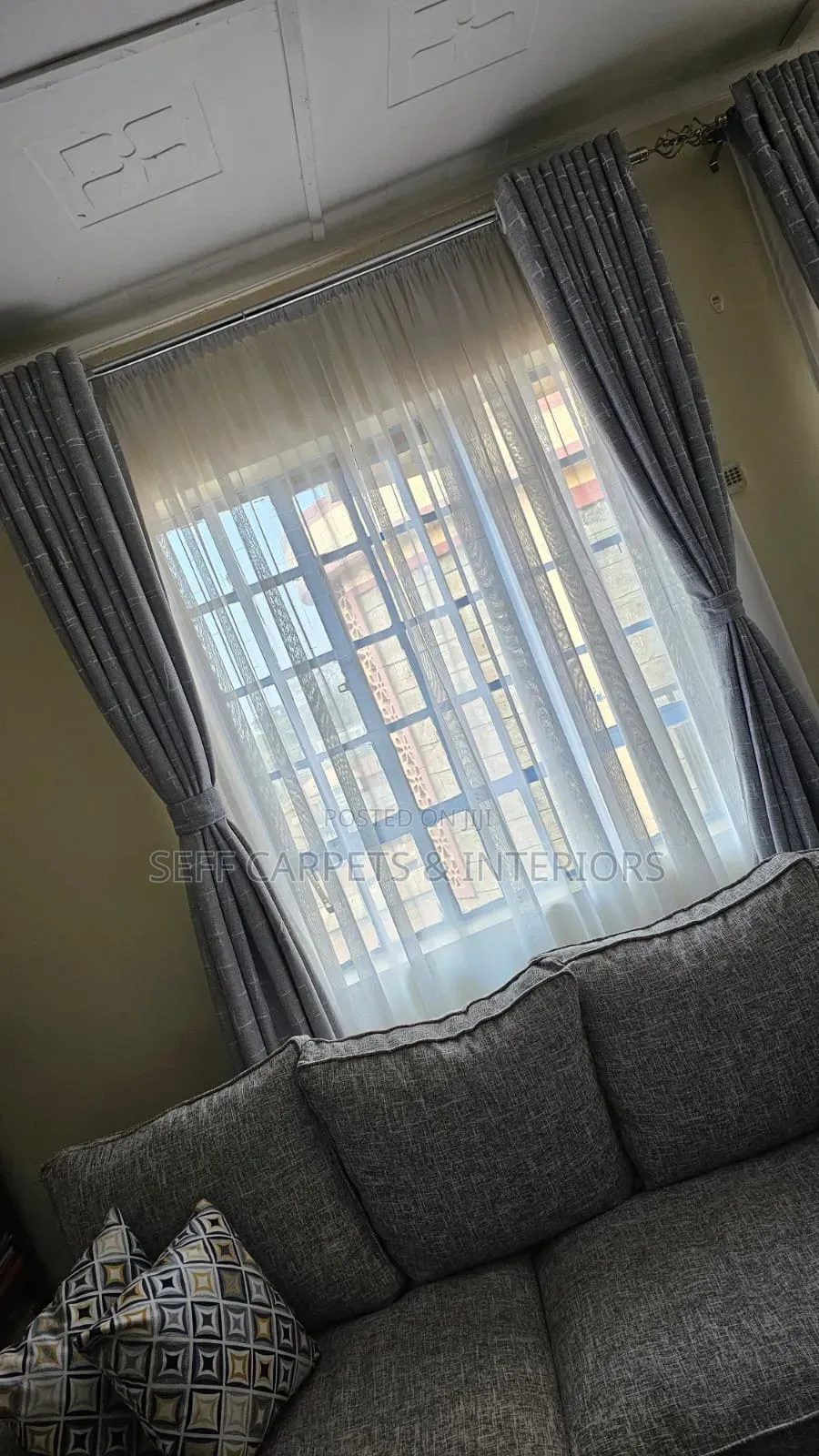 Grey, White Decorative Living Room House Curtains for Beauty