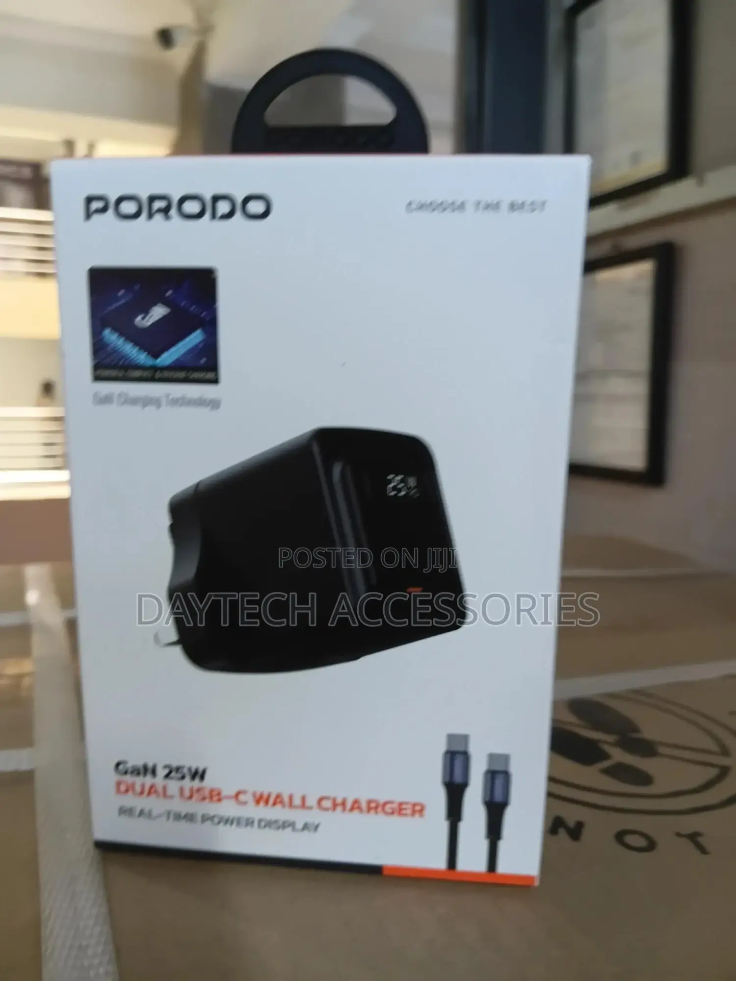 Porodo Gan Wall Charger With Dual Usb-C Ports 25w Power Delivery,