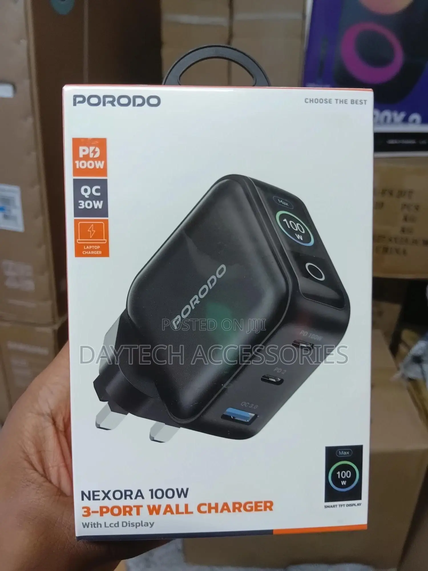 Porodo Nexora 100w 3-Port Wall Charger.