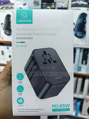 Usams 65w Pd Fast Dual Type-C Usb Universal Wall Travel Charger Adapte