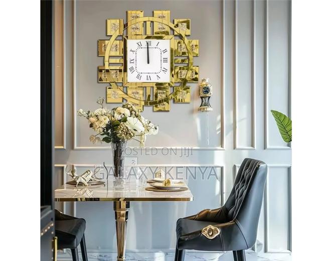 Classy Mirrored Crystal Wall Clock - main view