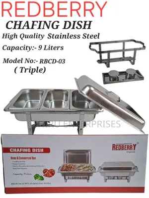 Redberry Chafing Dish With Triple Partition and Proper Deep Insert