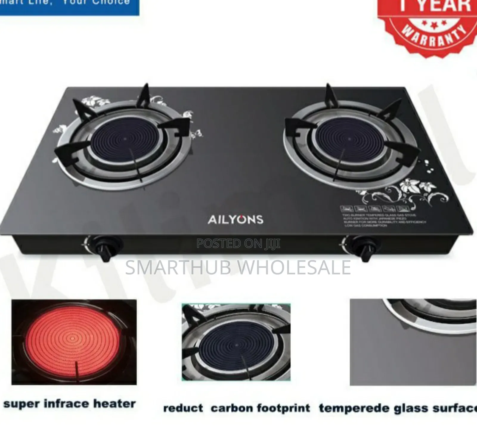 Infrared- Ailyons 2 Burner Infrared With 1 Year Warrant